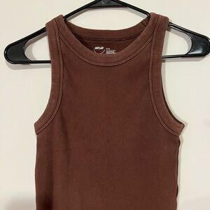 Aerie Free Spirit Brown Ribbed Tank Top